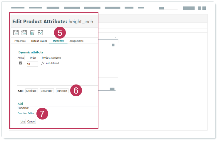 Funktionseditor verwenden, Handlungsschritt 5-7